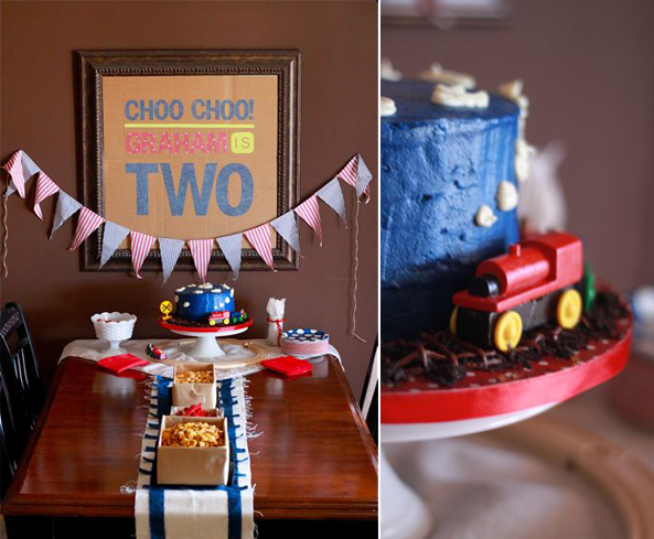 train birthday cake and table